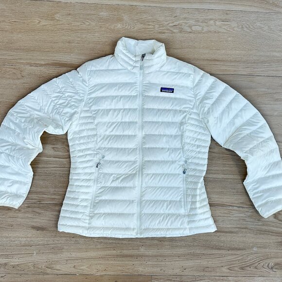 Patagonia Down Sweater Jacket Birch Winter White / Women LG / LIKE NEW! - Picture 2 of 14